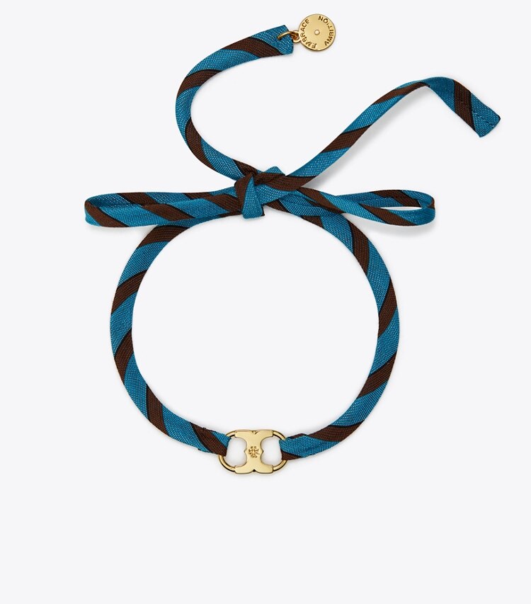 TORY BURCH WOMEN'S EMBRACE AMBITION WRAP BRACELET - Tory Gold / Blue / Brown